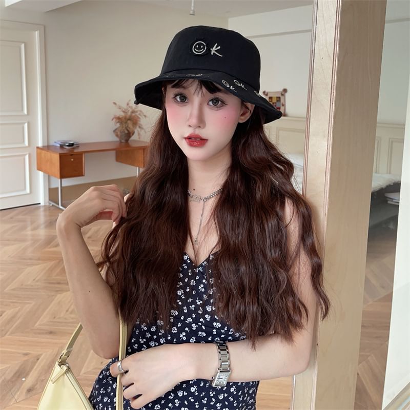 Embroidered Smiley Face Bucket Hat