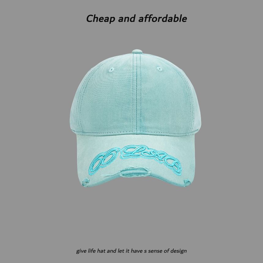 Lettering Embroidered Washed Cap Baseball