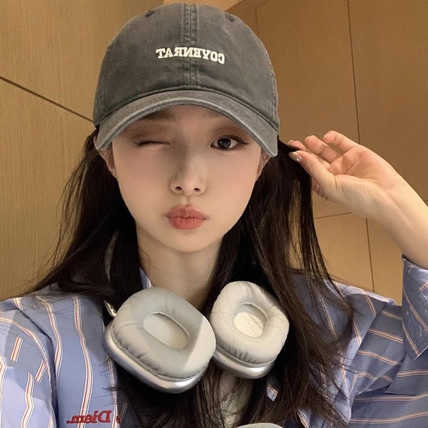 Washed Cap Lettering Embroidered Baseball