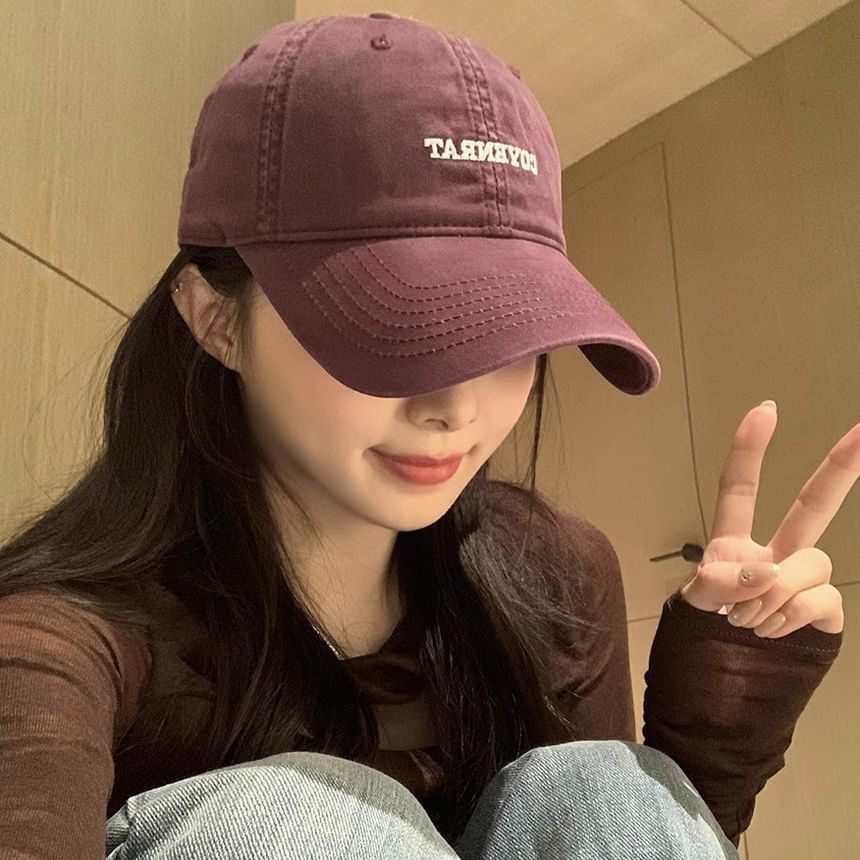 Washed Cap Lettering Embroidered Baseball