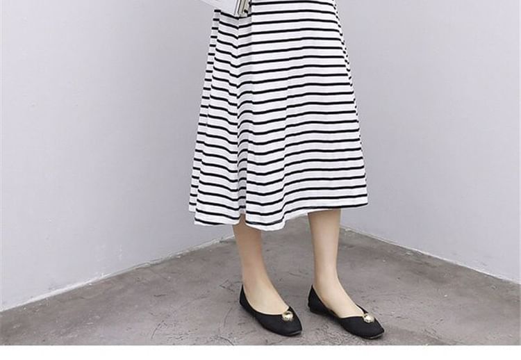 Crew Striped Neck Tank A-Line Midi Dress