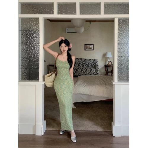 Sample Melange Knit Camisole Top / High Rise Maxi Pencil Skirt