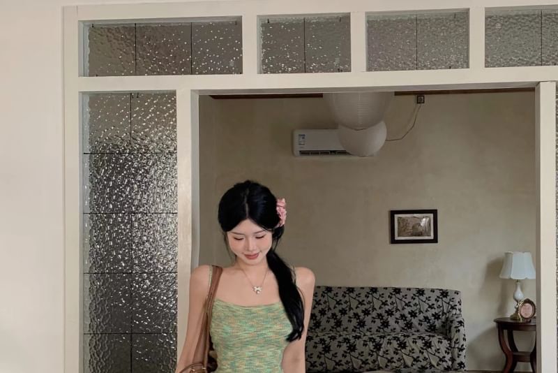 Sample Melange Knit Camisole Top / High Rise Maxi Pencil Skirt