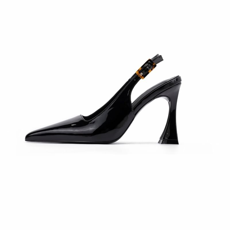 High Heel Buckled Slingback Pumps
