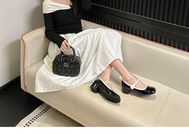 Pumps Jane Contrast Heel Block Mary Trim