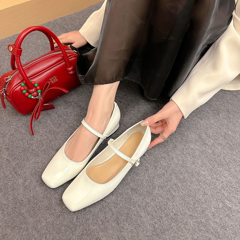 Shoes Chunky Toe Square Jane Mary Heel
