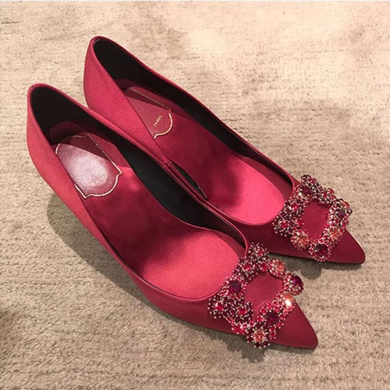 Rhinestone Pumps Kitten Heel Pointed