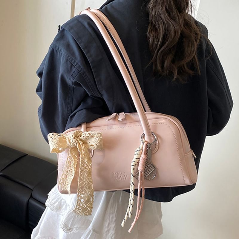 Bowler Leather Bag Faux Lettering
