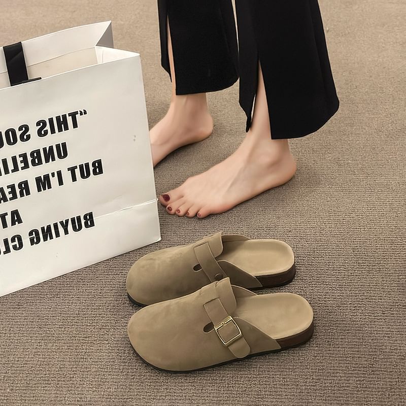 Platform Mules Plain Buckled