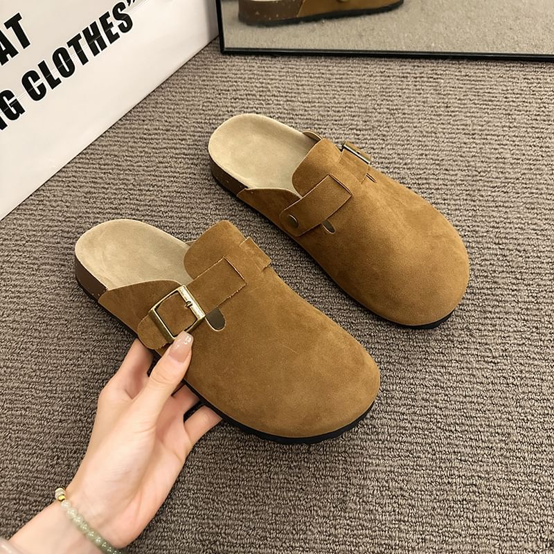 Platform Mules Plain Buckled