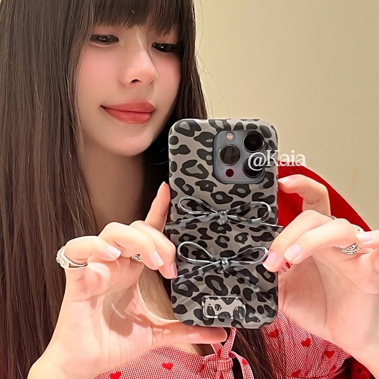 Leopard Case Bow Print Phone