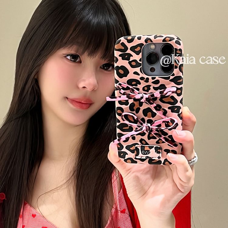 Leopard Case Bow Print Phone