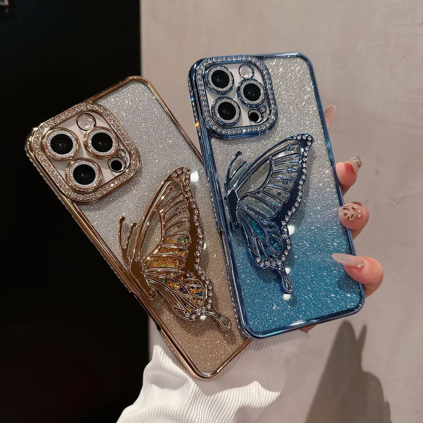 Stand Embellished Butterfly Phone Case
