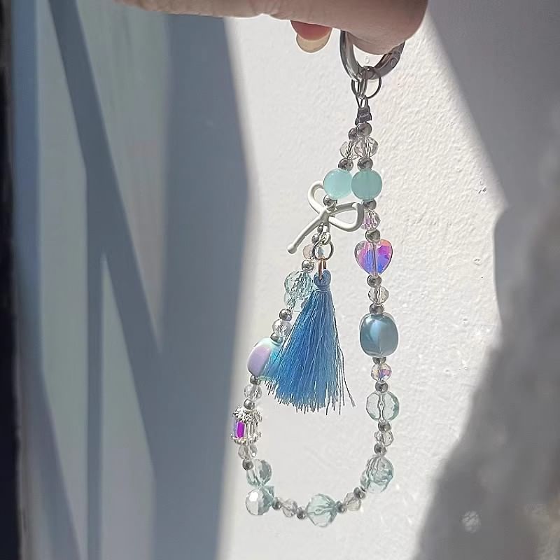 Pad Phone Bow Strap with Crystal Faux Lanyard