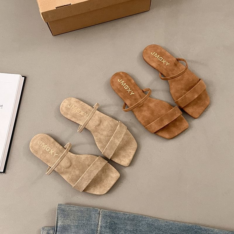 Slide Square Plain Toe Sandals