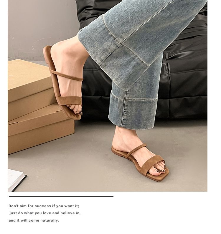 Slide Square Plain Toe Sandals