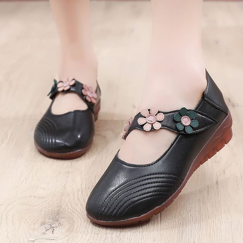 Flower Mary Leather Shoes Detail Jane Faux