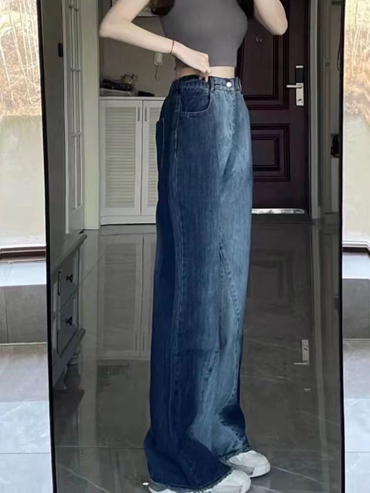 High Leg Wide Washed Jeans Waist