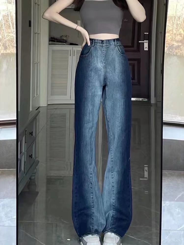 High Leg Wide Washed Jeans Waist