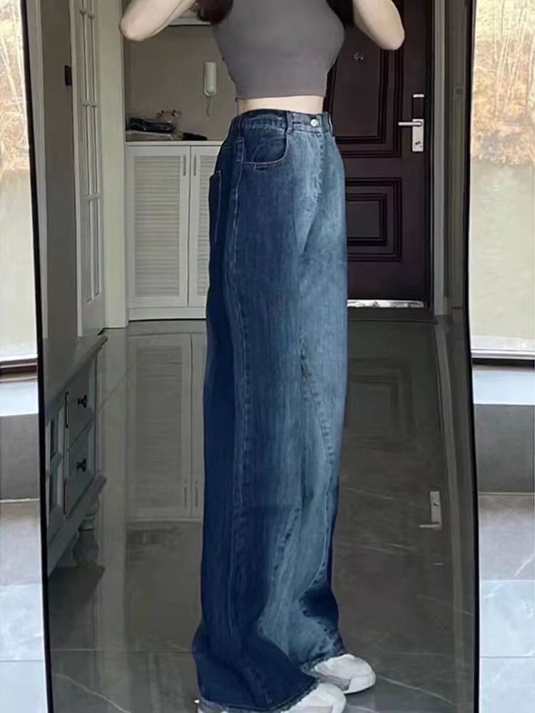 High Leg Wide Washed Jeans Waist