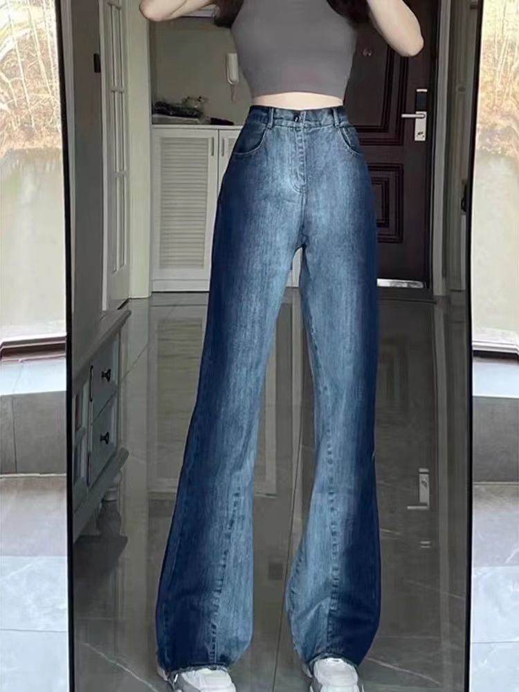 High Leg Wide Washed Jeans Waist