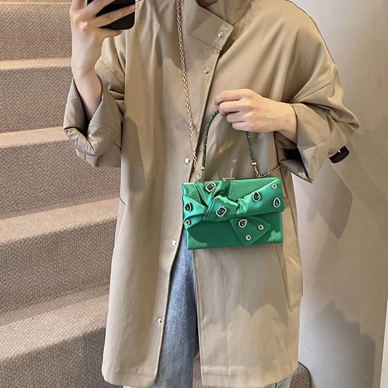Wholesale Sample Rhinestone Bow Box Crossbody Bag