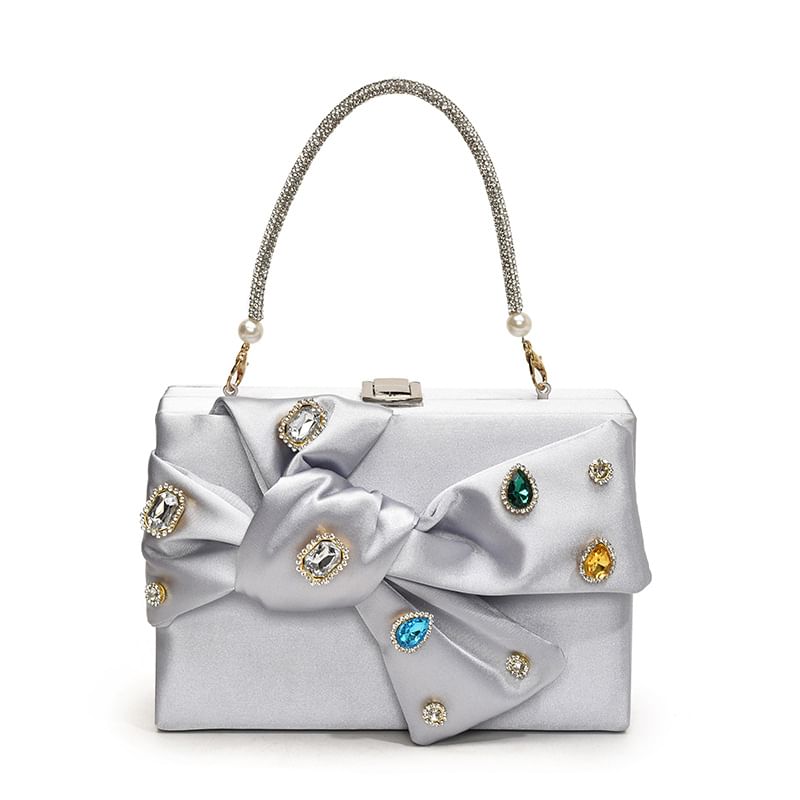 Wholesale Sample Rhinestone Bow Box Crossbody Bag