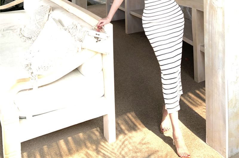 Wholesale Sample Striped Midi Sheath Tube Dress