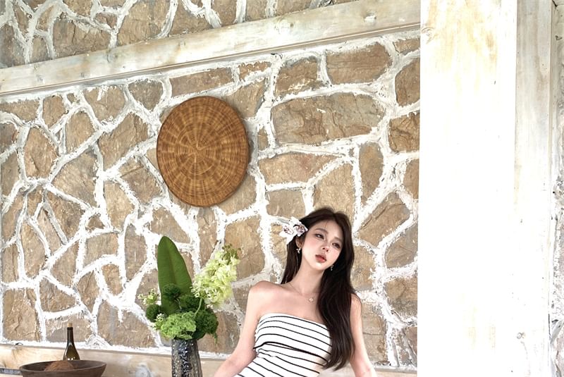 Wholesale Sample Striped Midi Sheath Tube Dress
