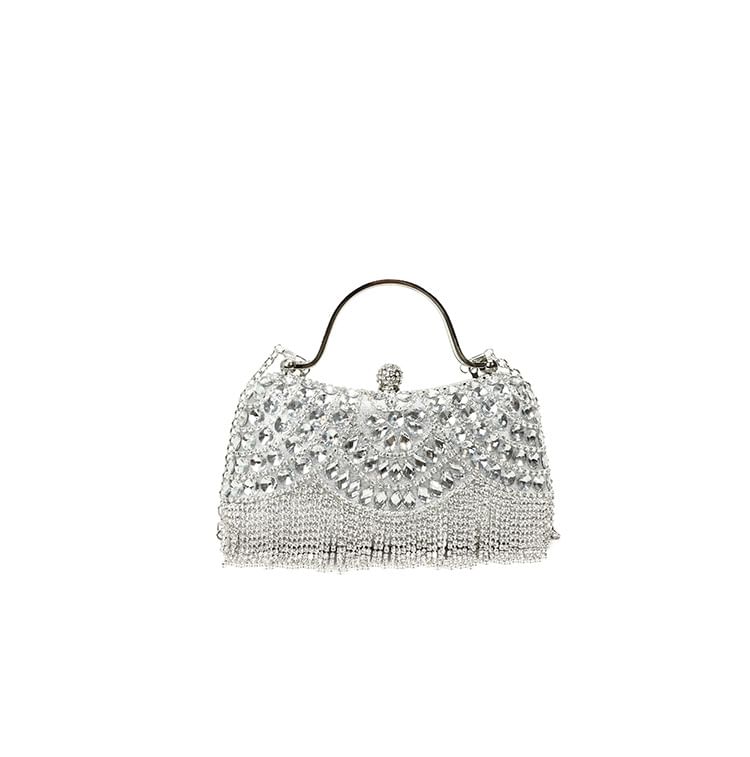 Sample Rhinestone Tasseled Chain Crossbody Bag