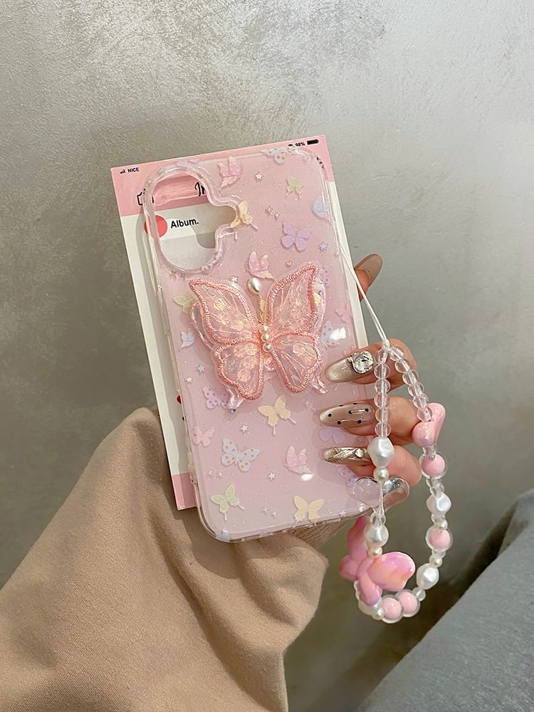 Phone Butterfly Adhesive Strap Case Decoration Set /
