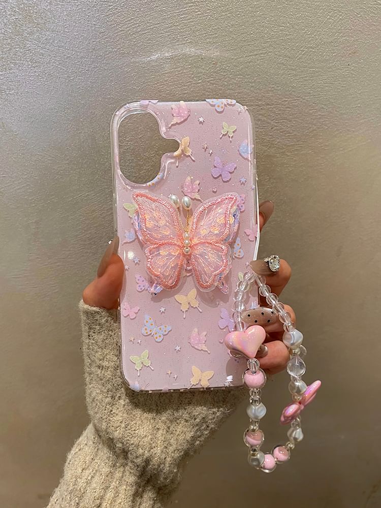 Phone Butterfly Adhesive Strap Case Decoration Set /