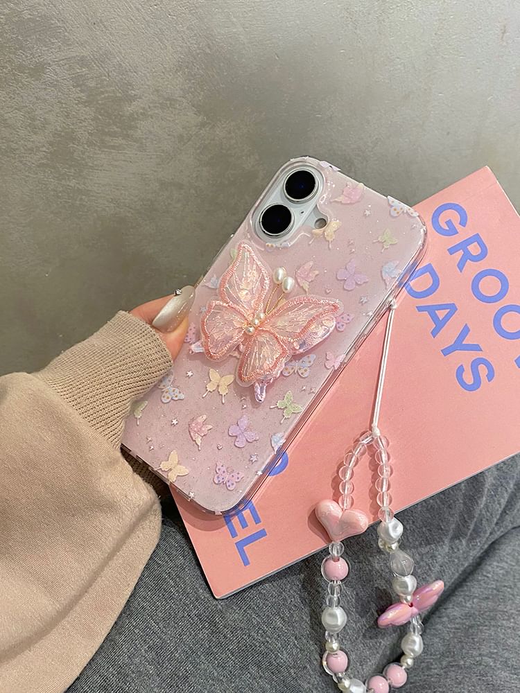 Phone Butterfly Adhesive Strap Case Decoration Set /