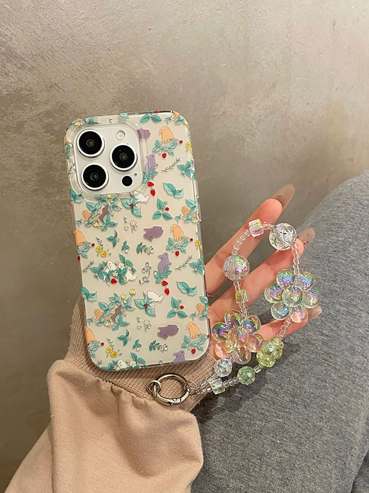 Rabbit Case Strap / Floral Set Phone