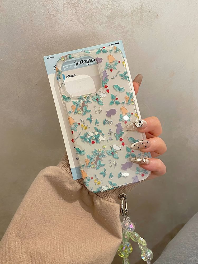 Rabbit Case Strap / Floral Set Phone