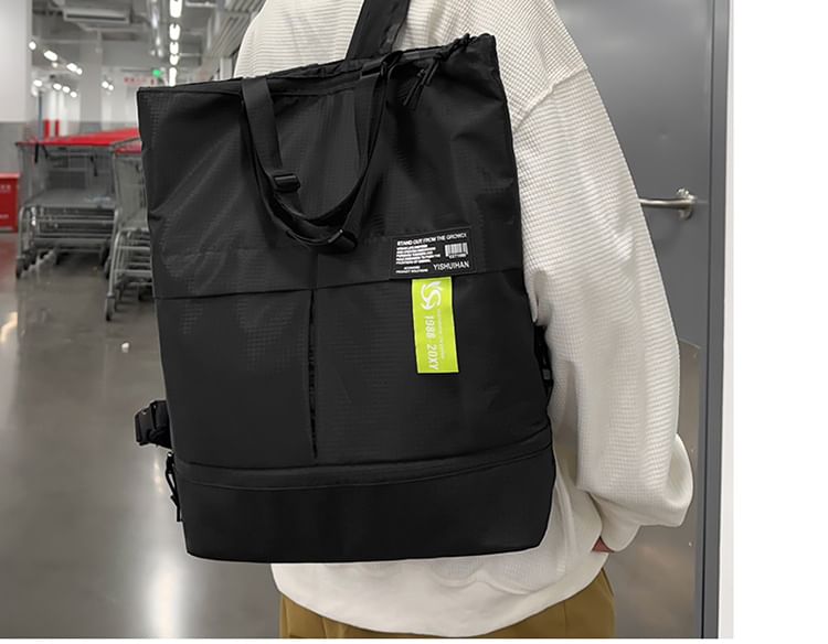 Panel Applique Tote Backpack Nylon