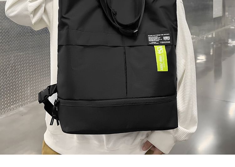 Panel Applique Tote Backpack Nylon