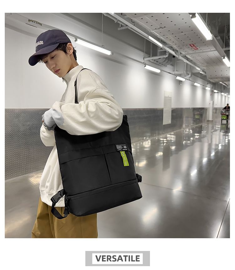 Panel Applique Tote Backpack Nylon