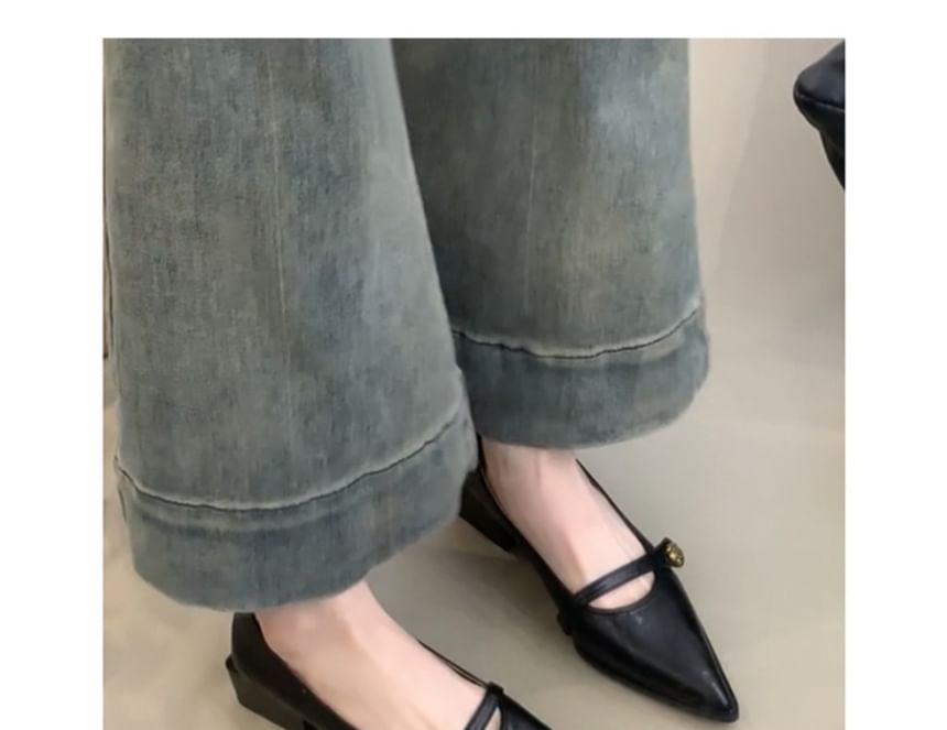 Low Heel Pointed Mary Jane Pumps