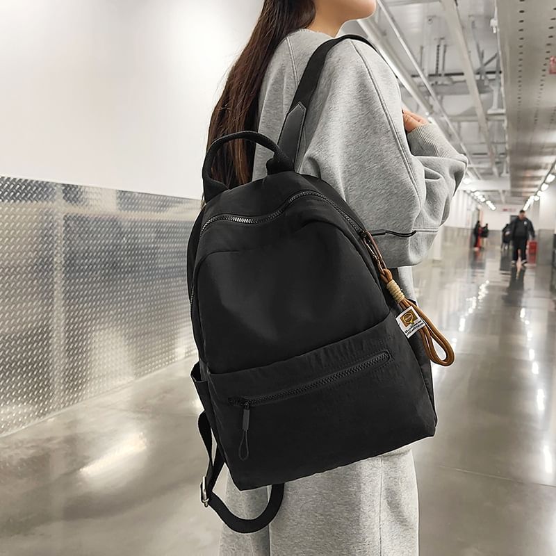 Sample Set: Plain Nylon Laptop Backpack + Bag Charm