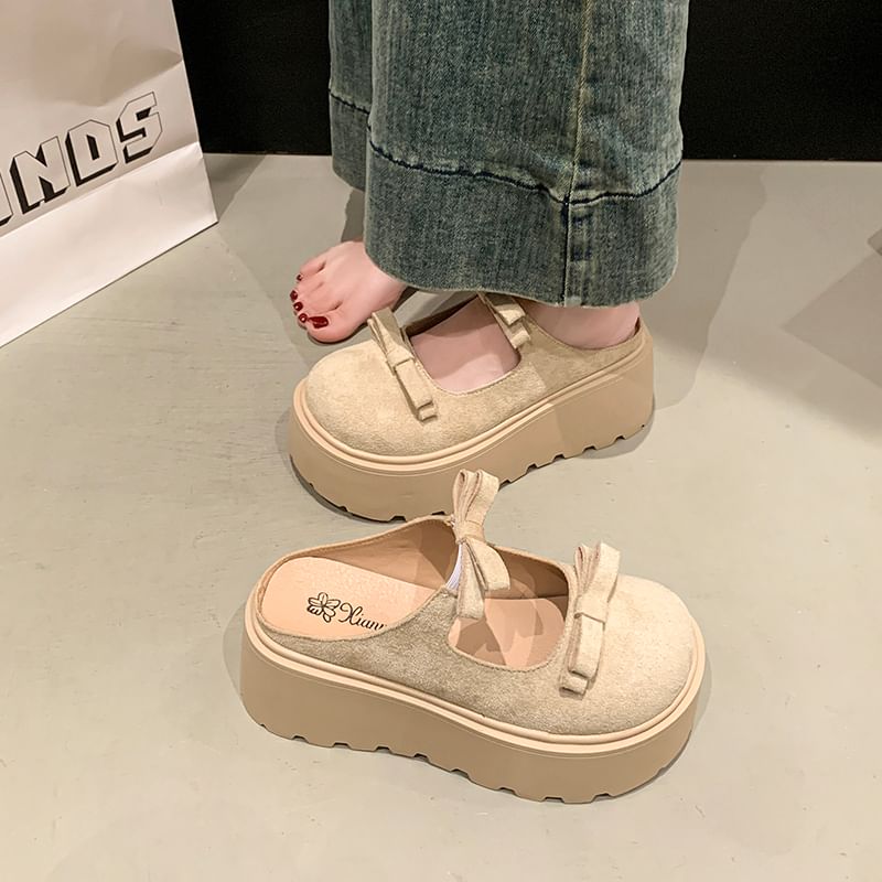 Platform Jane Mules Accent Mary Plain Bow