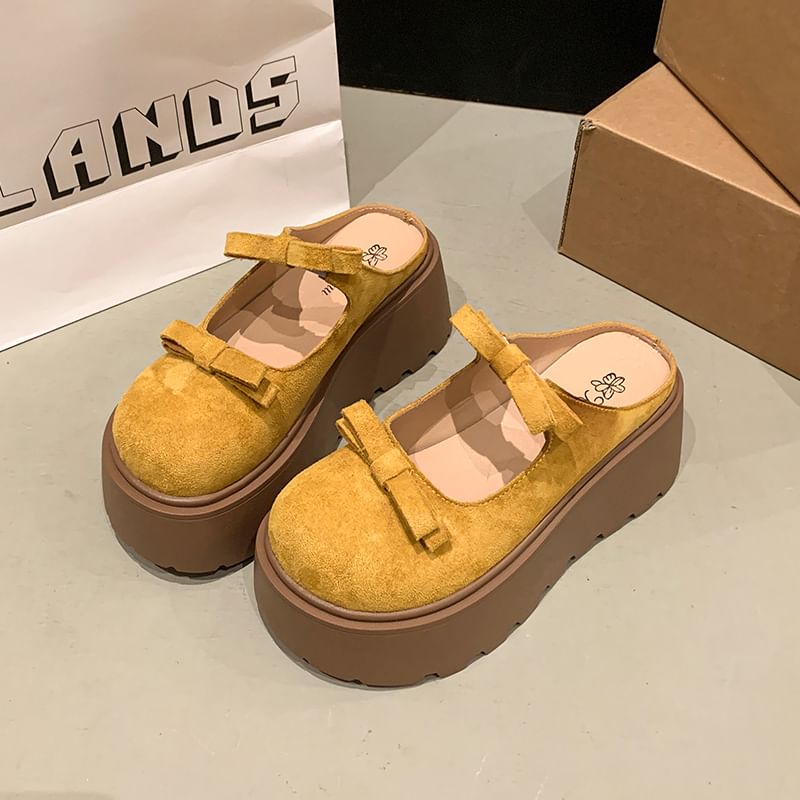 Platform Jane Mules Accent Mary Plain Bow