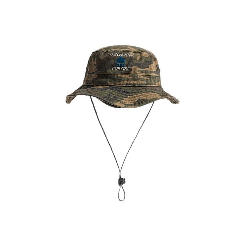 Drawstring Hat Print Camo Sun