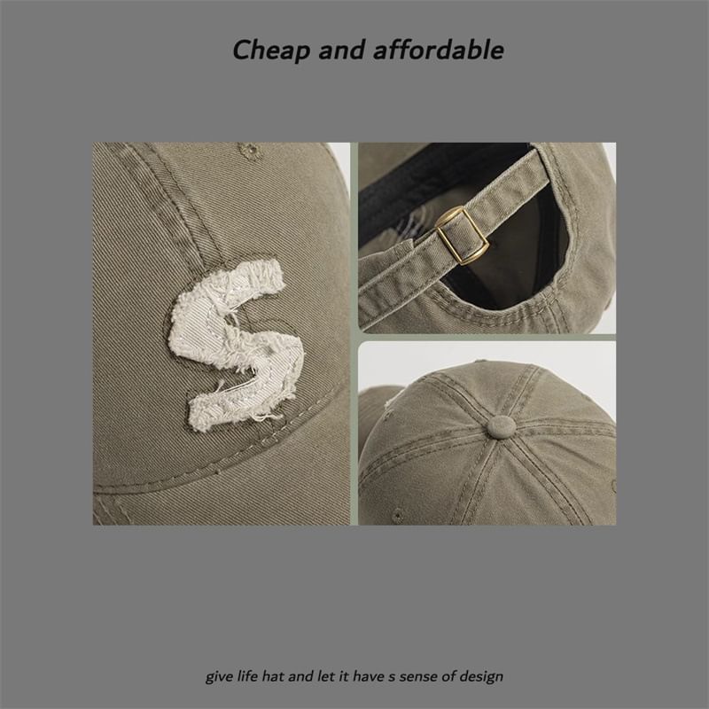 Cap Distressed Letter Applique