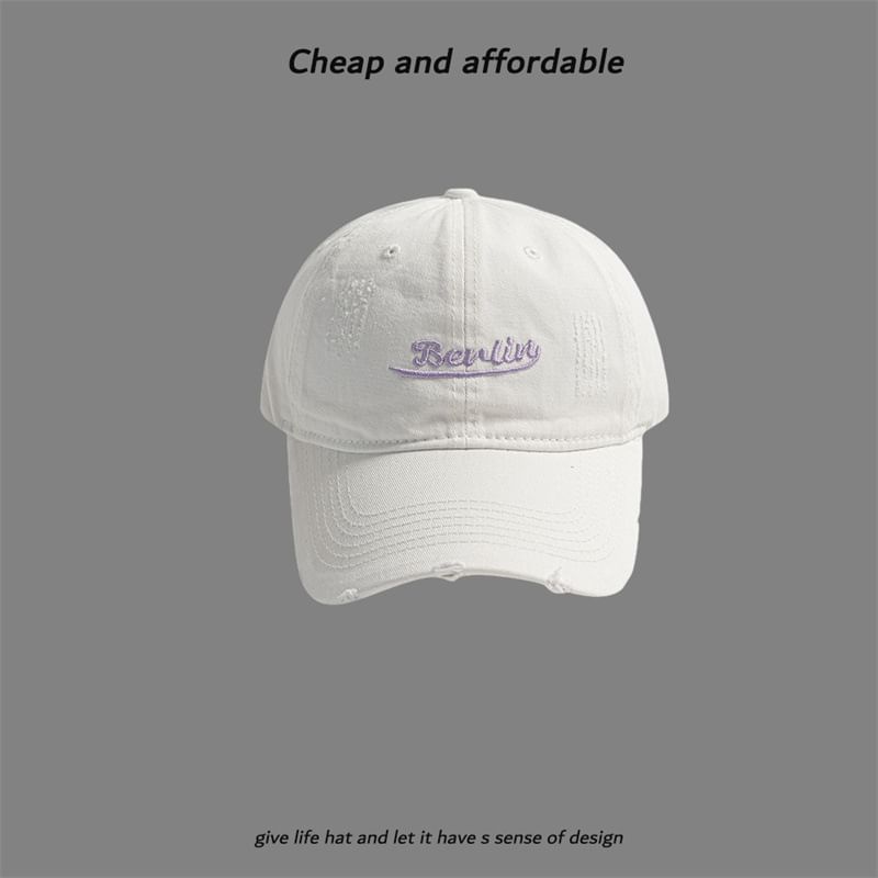 Cap Letter Distressed Embroidered