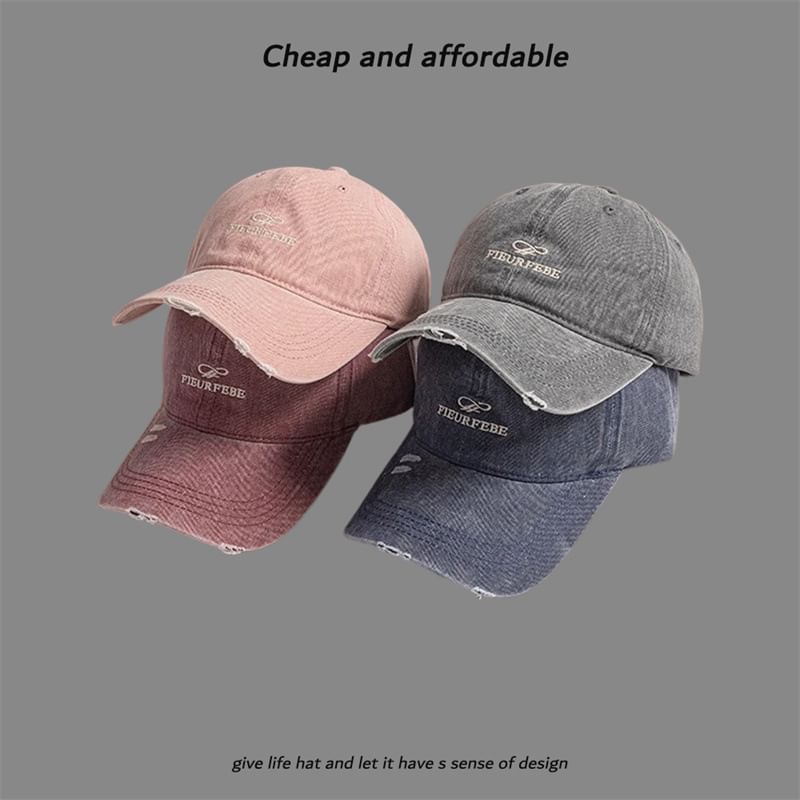 Washed Distressed Cap Embroidered Letter
