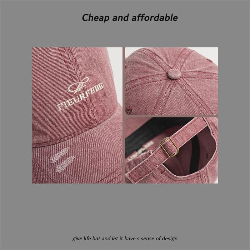 Washed Distressed Cap Embroidered Letter