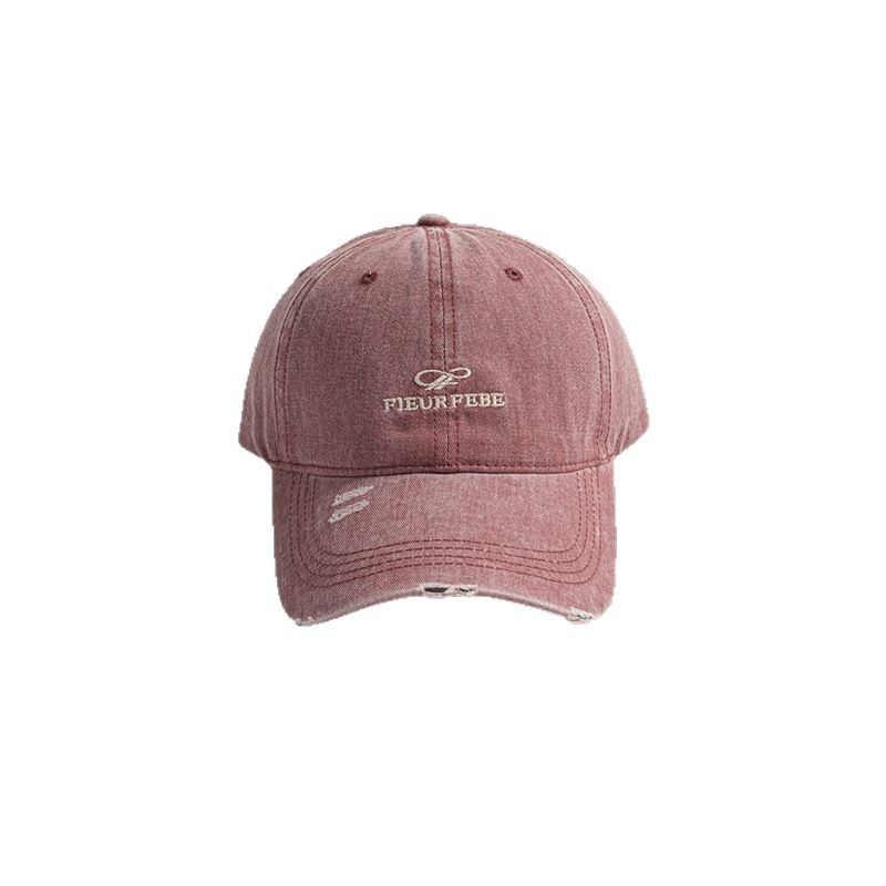 Washed Distressed Cap Embroidered Letter