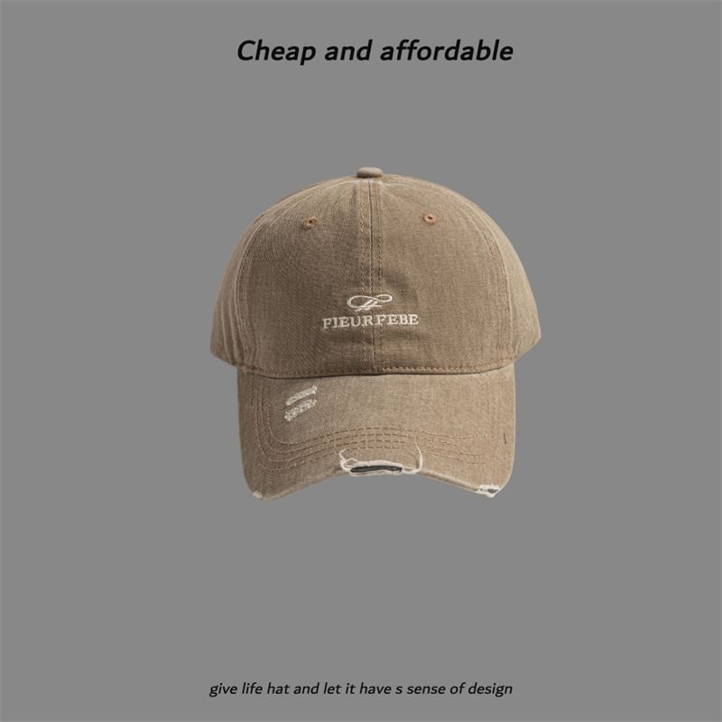 Washed Distressed Cap Embroidered Letter