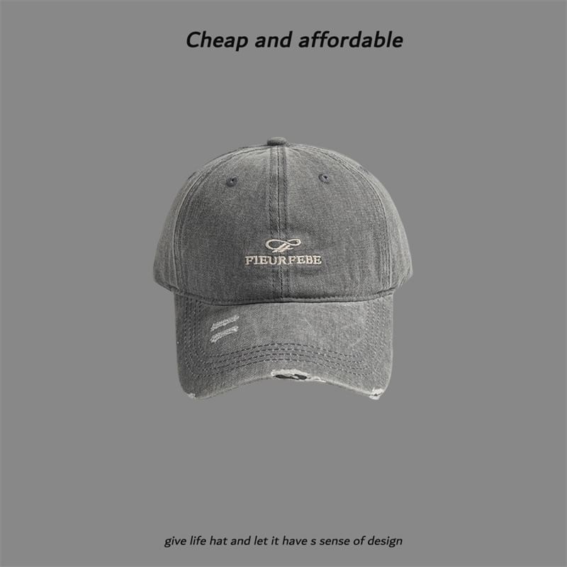 Washed Distressed Cap Embroidered Letter
